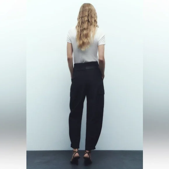 BELTED PAPERBAG PANTS - Picture 6 of 12